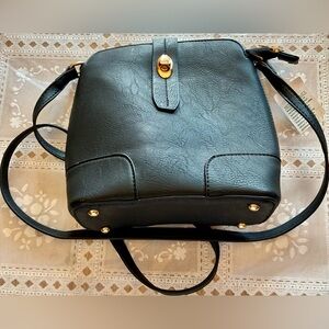 Classic Black Crossbody Bag with Gold Turn-Lock